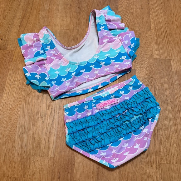 Ruffle Butts 6 Pink and Blue Bikini Set - Picture 2 of 9